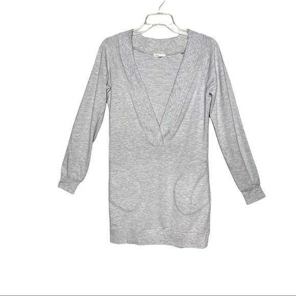 Vince Deep V-Neck Sweatshirt Tunic Dress - Picture 1 of 5